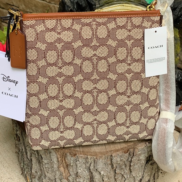 Authentic COACH 1941 signature jacquard/glovetanned leather zip top DISNEY Crosb - Picture 13 of 16